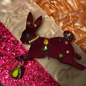 Cute, pink Bunny pin from Betsy Johnson.